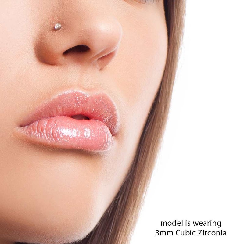 FreshTrends Cubic Zirconia Nose Jewelry | 14K White Gold & Real Gold Nose Rings - Image 2